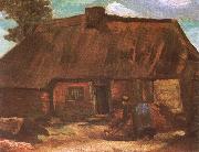 Vincent Van Gogh Cottage with Peasant Woman Digging (nn04) USA oil painting reproduction